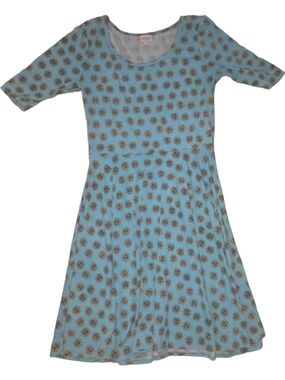 LuLaRoe Nicole Light Blue Sunflower Print Dress